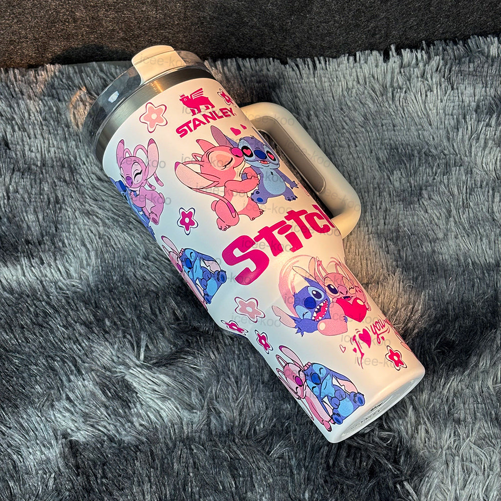 40oz More Love For Stitch And Angel Stainless Steel Vacuum Insulated Tumbler 🚢Free Shipping🚢