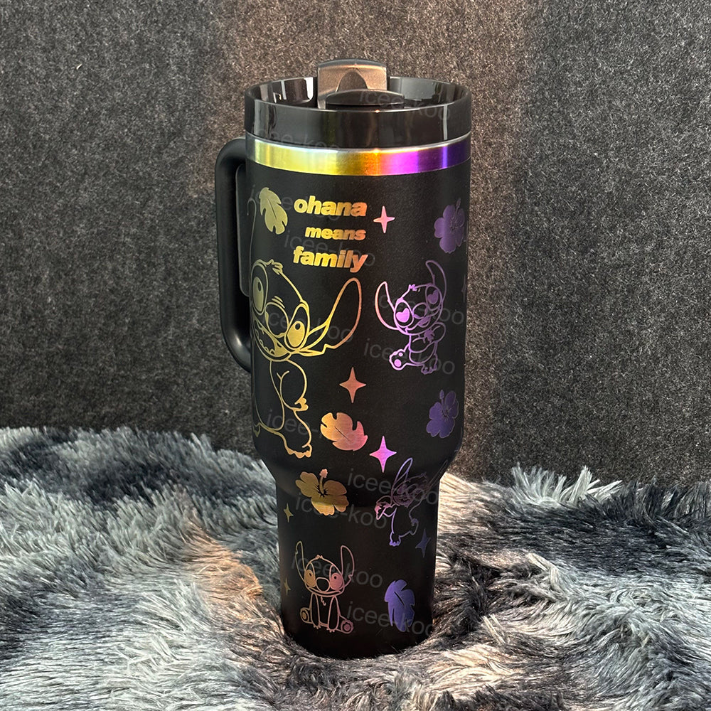 40oz Stitch Black Gold Colour Stainless Steel Vacuum Insulated Tumbler 🚢Free Shipping🚢