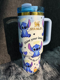 Angel-Wing Stitch Insulated Tumbler with Lid & Straw — 40 oz