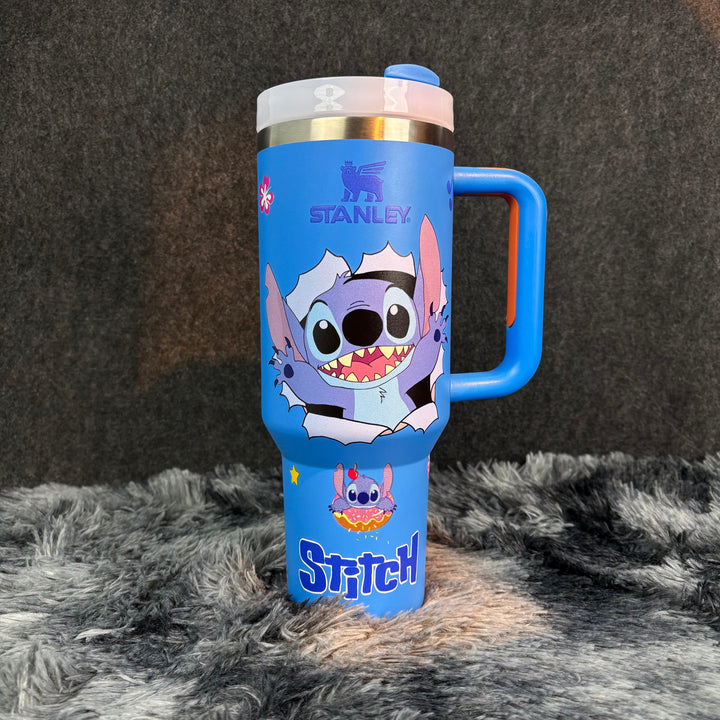 Happy Stitch Tumbler — 40 oz, Blue & White Designs
