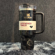 Black Kitty Laser-Print Tumbler — 40 oz