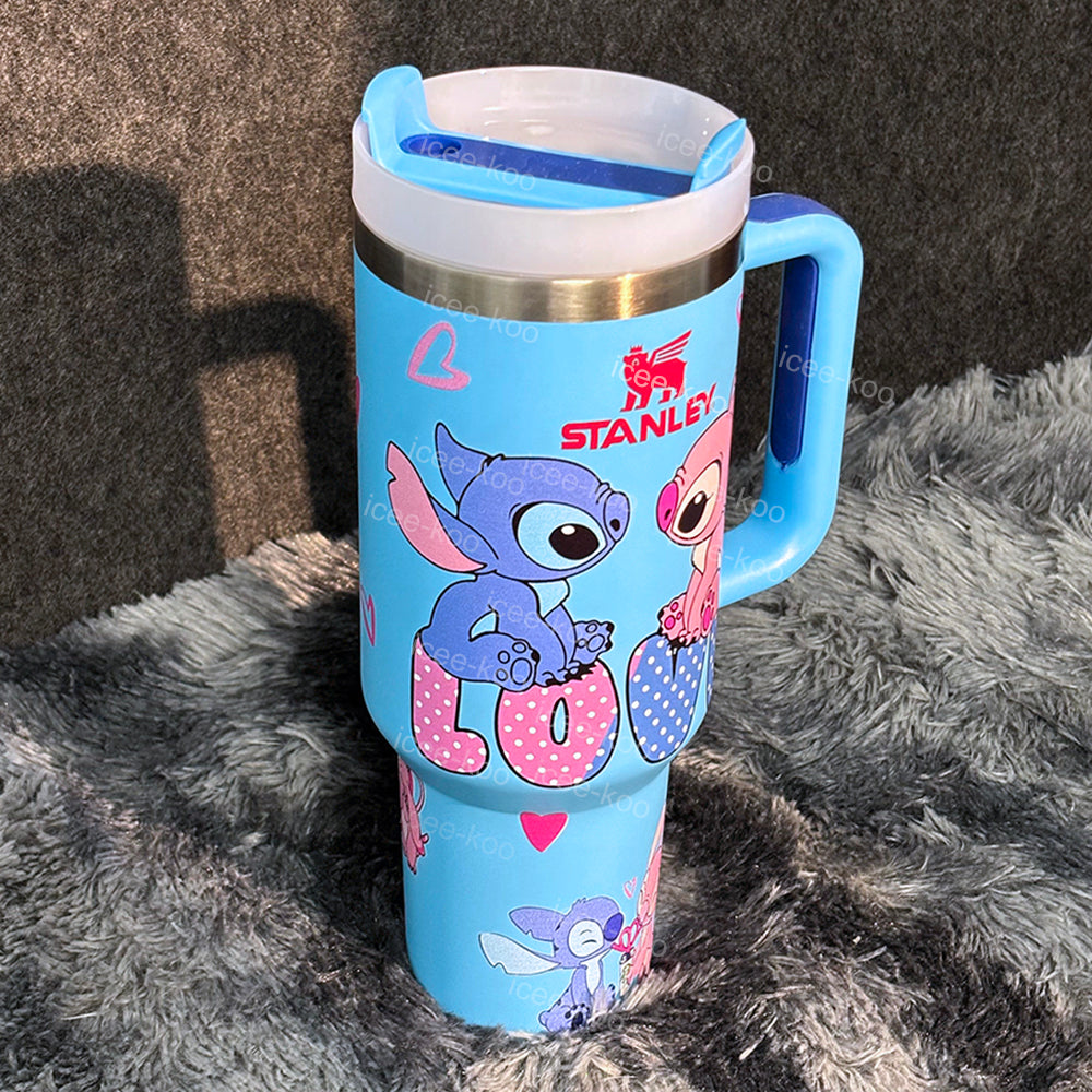 40oz Blue Love Stitch And Angel Tumbler 🚢Free Shipping🚢