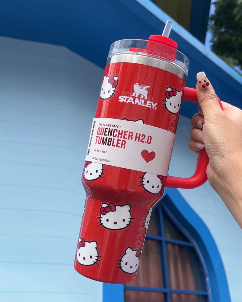 40oz Red Kitty Stainless Steel Vacuum Insulated Tumbler 🚢Free Shipping🚢