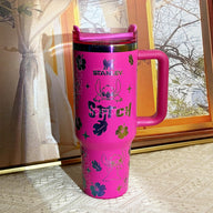 Stitch Vacuum-Insulated Tumbler — 40 oz, Rose Red & Black