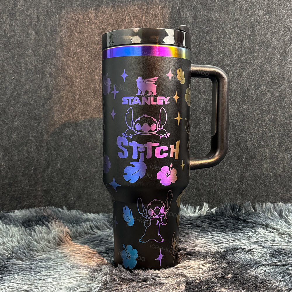 40oz Stitch Black Gold Colour Stainless Steel Vacuum Insulated Tumbler 🚢Free Shipping🚢