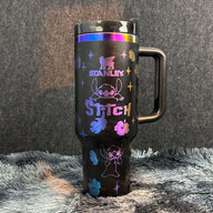 Black & Gold Stitch Vacuum-Insulated Tumbler — 40 oz